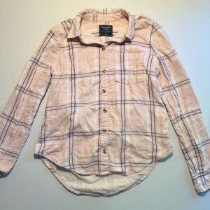 Abercrombie & Fitch XS Light Pink Plaid Shirt Button